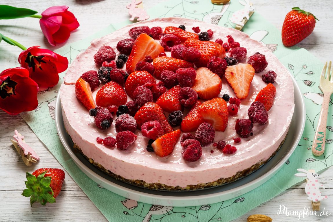 Rosa Kinder Cheesecake Ohne Raffinierten Zucker Mampfbar