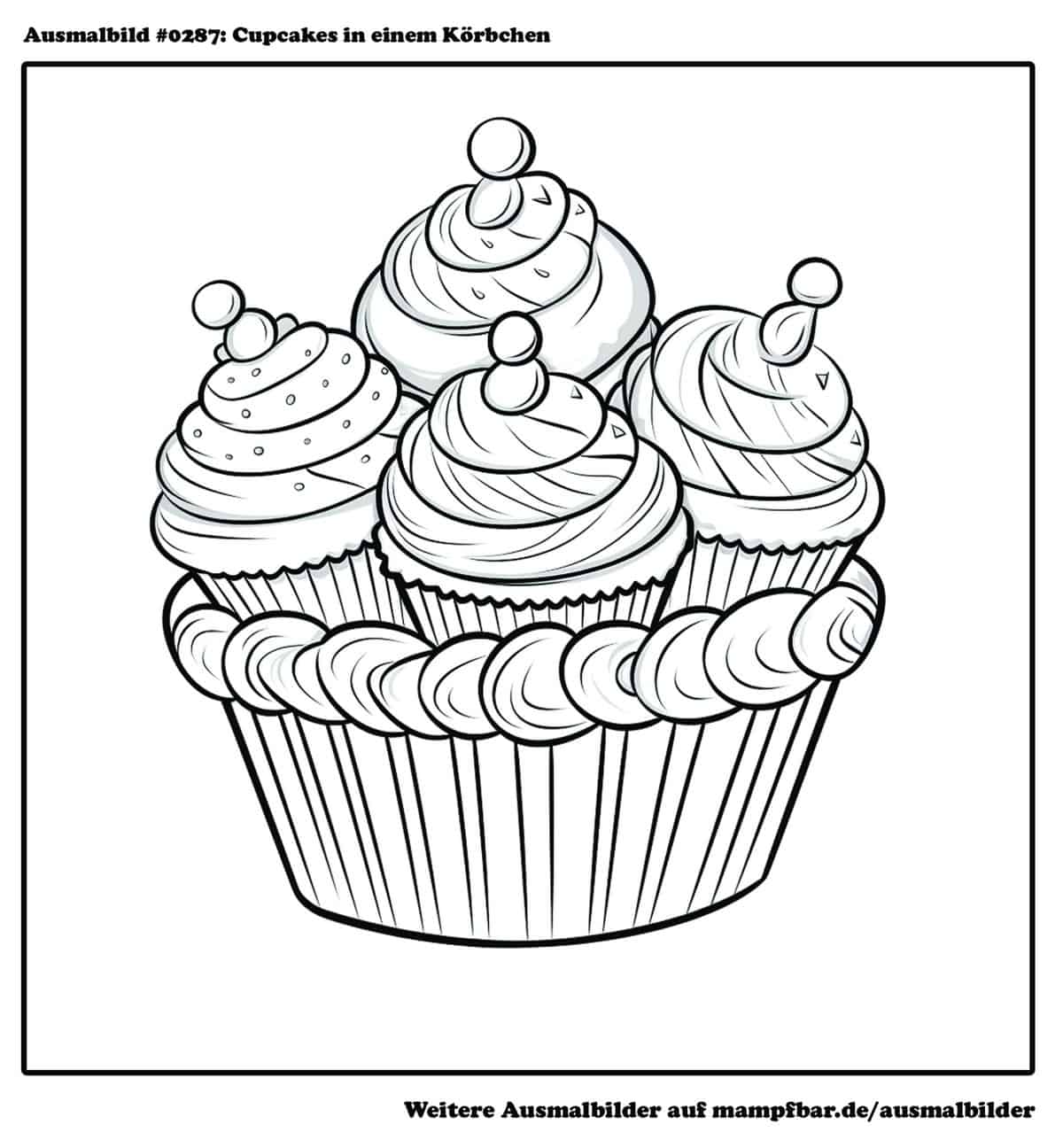 10 schöne Cupcake-Ausmalbilder zum Ausdrucken | mampfbar