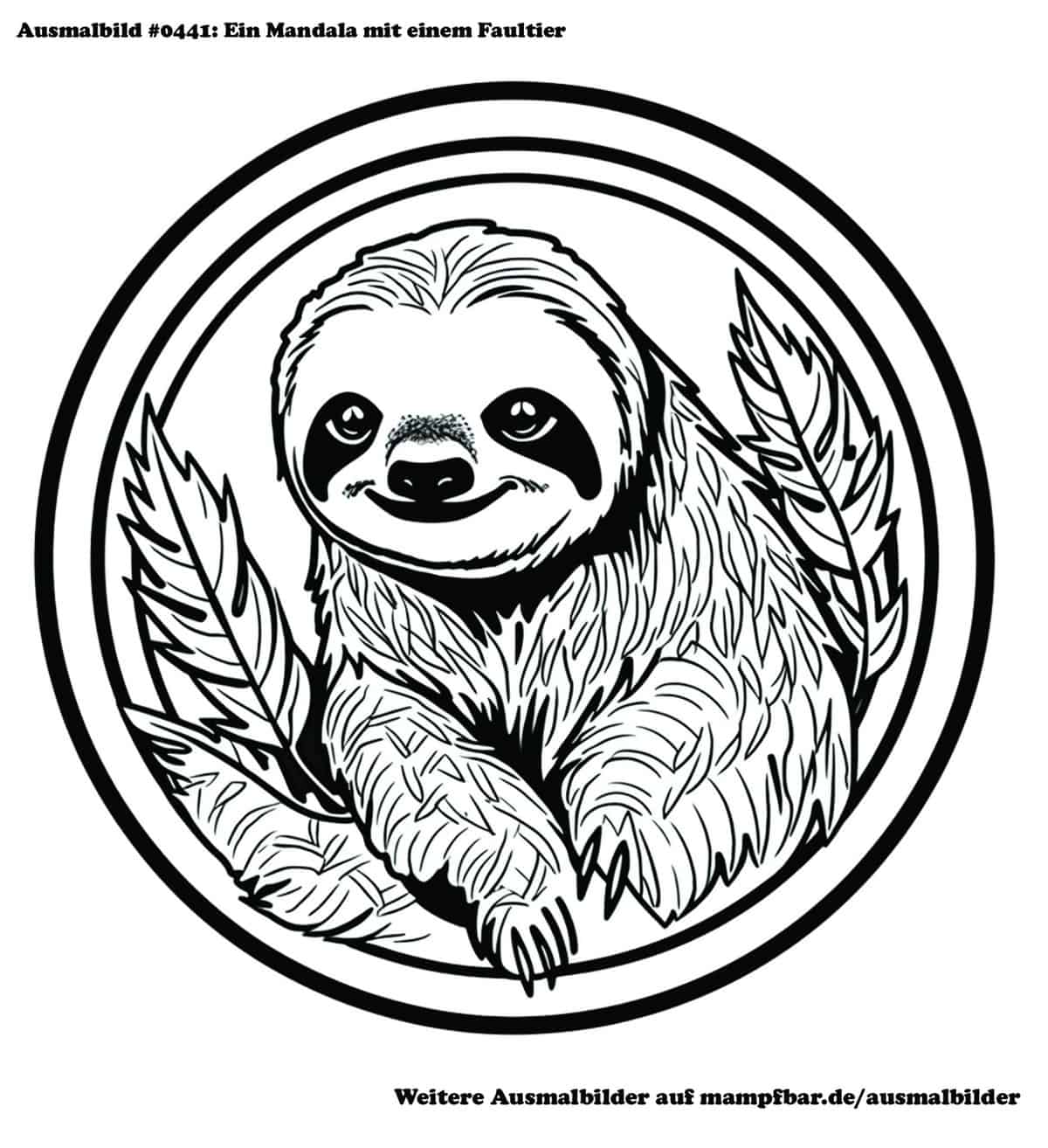  6 schöne Faultier-Ausmalbilder zum Ausdrucken 