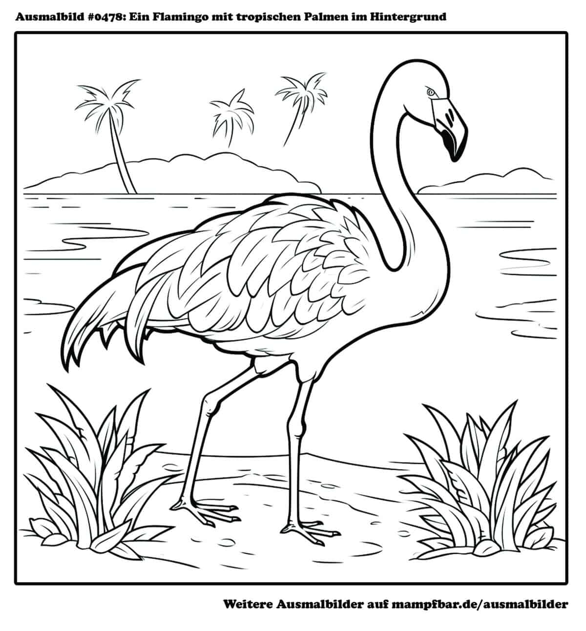 6 schöne Flamingo-Ausmalbilder zum Ausdrucken | mampfbar