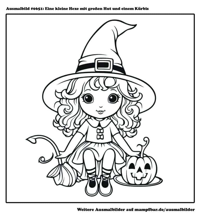  10 süße Hexen-Ausmalbilder zum Ausdrucken 